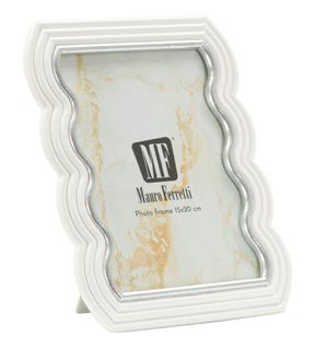 Cadre Photo Blanc Et Argent 20x25 Cm Design Ondulé Élégant Pour Photo 15x20 Cm