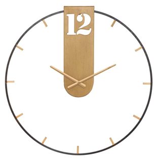 Horloge Murale Ø60 Cm En Métal Noir Et Doré Design Minimaliste Et Élégant