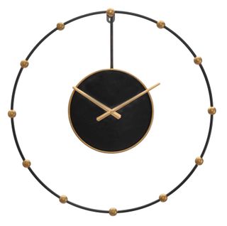 Horloge Murale Ø61 Cm Métal Noir Et Doré Design Minimaliste Et Contemporain