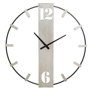 Horloge Murale Ø61x63 Cm Métal Noir Et Argent Design Minimaliste Et Contemporain