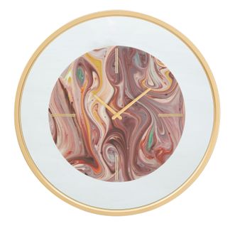Horloge Murale Ronde Ø60 Cm Métal, Mdf Et Verre, Design Contemporain Abstrait Multicolore