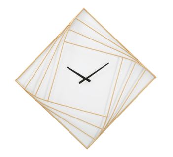 Horloge Murale Carrée 85 Cm En Métal Doré Au Design Géométrique Élégant
