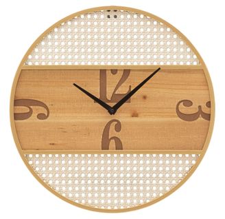 Horloge Murale Ronde Ø 50 Cm Style Bohème Chic Avec Finition Paille De Vienne Multicolore
