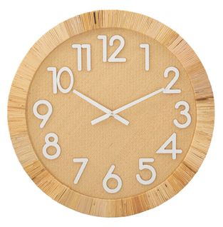 Horloge Murale Ronde 60 Cm Style Bohème En Mdf Et Rotin Finition Artisanale