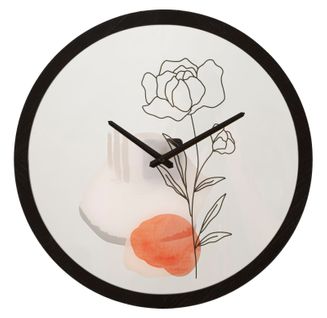Horloge Murale Ronde 40 Cm Style Bohème Avec Cadran Décoratif Motif Rose Multicolore