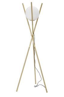 Lampadaire Élégant Ø55x155 Cm Métal Doré Avec Sphère En Verre Blanc
