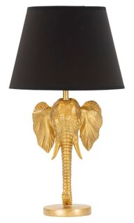 Lampe à Poser Éléphant Doré Avec Abat-jour Noir Ø32x59 Cm