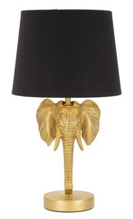 Lampe à Poser Éléphant Doré Avec Abat-jour Noir Ø25x43 Cm
