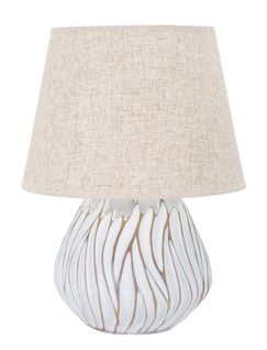 Lampe à Poser En Résine Ø35x48 Cm Blanc Vieilli Brun Avec Abat-jour Beige Style Bohème Chic