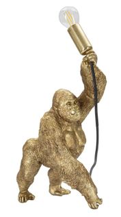 Lampe à Poser Gorille En Résine Dorée 22,5x16x40 Cm Avec Douille E14