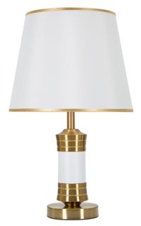 Lampe à Poser Métal Doré Et Blanc Avec Abat-jour Élégant 31x52 Cm