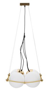 Lampe à poser Géométrique Métal Doré Et Verre Blanc 45x45x20 Cm Pour Salon