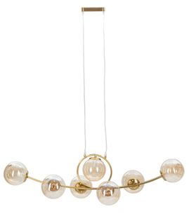 Suspension Métal Doré Et Verre Blanc 7 Lumières 115x30x36 Cm Pour Salon