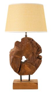 Lampe à Poser En Teck Recyclé Ø35x69 Cm – Design Artisanal Naturel