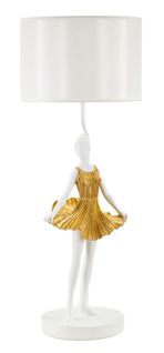 Lampe à Poser Danseuse Dorée En Résine Et Métal Avec Abat-jour Ø32x90,5 Cm