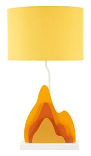 Lampe à Poser Flamme En Bois Multicolore Avec Abat-jour Tissu 30x57 Cm