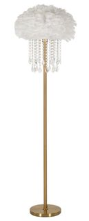 Lampadaire Diamon Doré Ø40x165 Cm Avec Plumes Et Cristaux