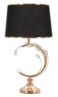 Lampe à Poser Métal Doré Noire 36x65 Cm Décor Géométrique Floral