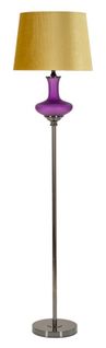 Lampadaire Moderne Ø40x167 Cm Avec Base Violette Et Abat-jour Velours Doré