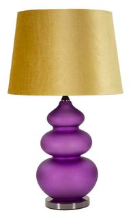 Lampe à Poser Moderne Verre Violet 40x70 Cm Avec Abat-jour Velours Doré