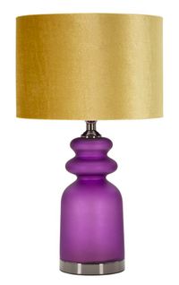 Lampadaire Moderne Verre Violet 32,5x57,5 Cm Avec Abat-jour Velours Doré