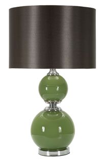 Lampe à Poser Moderne Verre Vert 38x65 Cm Avec Abat-jour Velours Noir