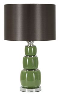 Lampe à Poser Moderne Verre Vert 32,5x55 Cm Avec Abat-jour Velours Noir