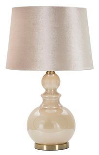 Lampe à Poser Moderne Verre Crème 37,5x61 Cm Avec Abat-jour Velours