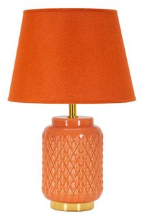Lampe De Chevet Moderne Carrée Ø28x44 Cm Socle Orange à Relief