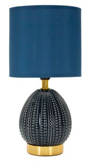 Lampe De Chevet Élégante Ø15x30,5 Cm Socle Bleu à Reliefs Irréguliers