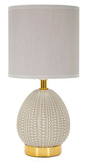 Lampe De Chevet Moderne Ø15x30,5 Cm Socle Gris à Reliefs Irréguliers