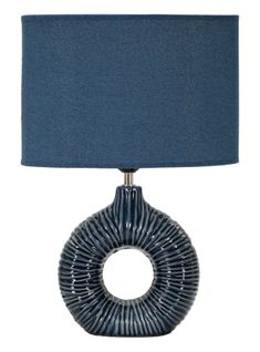 Lampe De Chevet Moderne 28,5x15x43 Cm Socle Bleu à Décor Drapé