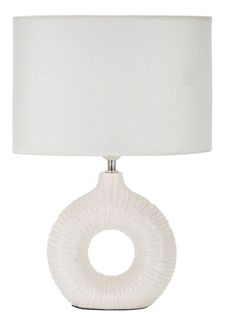 Lampe De Chevet Moderne 28,5x15x43 Cm Socle Blanc à Décor Drapé