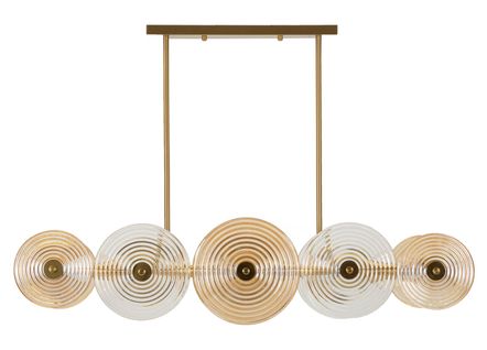 Suspension Métal Doré Et Verre 7 Lumières 116x27x79 Cm Style Géométrique