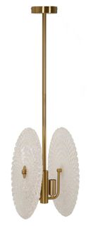 Suspension Métal Doré Et Verre Blanc 2 Lumières 35x18x80 Cm Élégante