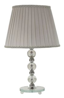 Lampe à Poser Élégante Métal Argenté Et Verre 30×30×48 Cm Avec Abat-jour Gris