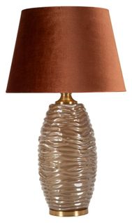 Lampe à Poser Prague En Verre Et Métal 45,5×45,5×79 Cm Avec Abat-jour Beige