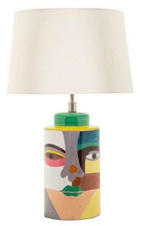 Lampe à Poser Moderne En Céramique 40×40×65 Cm Visage Stylisé Multicolore
