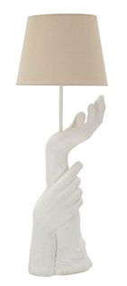 Lampe à Poser Moderne 35×35×93 Cm Sculpture Main Blanche
