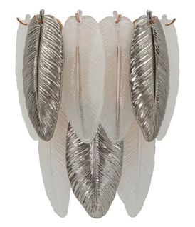 Applique Murale 24x15x29 Cm En Verre Et Métal Avec Feuillage Lumineux Multicolore Style Glam