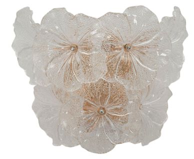 Applique Murale 33x17x28 Cm En Verre Et Métal Multicolore Style Glam Avec Effet Feuilles Légères