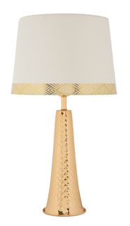 Lampe De Table Tower Dorée Ø30x54 Cm En Métal Et Abat-jour Blanc Style Glam
