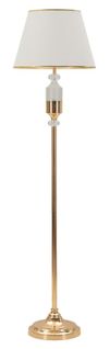 Lampadaire Ø40x160 Cm En Métal Doré Et Abat-jour Blanc Style Glam