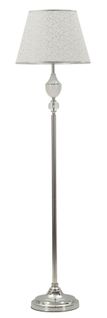 Lampadaire Ø40x158 Cm En Métal Argenté Et Abat-jour Blanc Style Glam