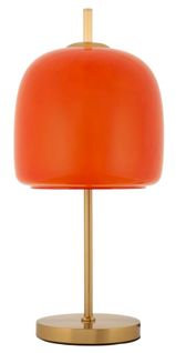 Lampadaire Ø30x16x53 Cm Métal Et Verre Vintage Industriel Doré Et Orange