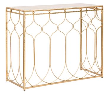 Console Rectangulaire Dorée Au Style Exotique Et Architectural 96,5x41x78 Cm