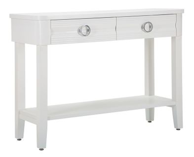 Console Blanche En Bois Avec 2 Tiroirs Et Étagère 110x40x82 Cm