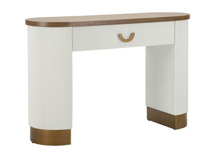 Console Moderne Blanche Avec Tiroir Et Design Arrondi 121x40x78 Cm
