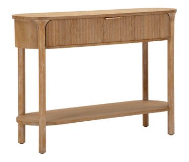 Console En Bois Naturel 110x40 Cm, Design Moderne Et Épuré Pour Séjour