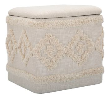 Pouf Carré Avec Rangement Style Bohème Chic En Tissu Décoré 40x40x40 Cm